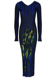 Louisa Ballou Printed Ribbed Wool Maxi Dress - Blue - S (UK8-10 / S) S (UK8-10 / S)