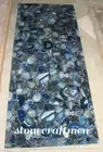 Blue Geode Agate Counter Top Slab, Office Meeting Desk, Handmade Furniture Decor