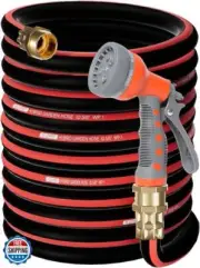Heavy Duty Water Hose100ft 5/8 Rubber Garden Hose No Kink Flex Hose 3/4 inch