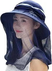 [YMMMY ROSE] Women Net Fishing Hat Wide Brim Sun Hat UV Protection Beach Cap Bucket Hat with UV Protection for Gardening Hiking Fishing