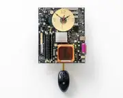 Recycled Computer Motherboard Pendulum wall clock, Quartz, time, upcycle, PC,