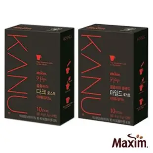 MAXIM麥心 韓國KANU孔劉美式 深焙/中焙 黑咖啡4盒組(1.6g×10入/盒)