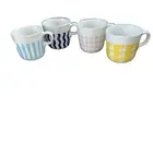 IKEA Framkalla Coffee Tea 7 oz Cup Ceramic Set of 4 Multicolor Retro Design 3x3