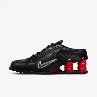 Nike 聯名休閒鞋 Shox MR4 Mule 女鞋 黑 紅 Martine Rose 皮鞋 穆勒鞋 氣墊 DQ2401-001