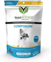VETRISCIENCE Composure Calming Treats for Small Dogs Dealing with Anxiety, Se...