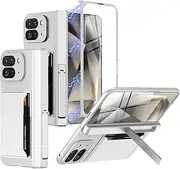 [RUNGOS] for Google Pixel 9 Pro Fold Case with Card Holder & Stand [with Hinge Protection, Screen Protector, Hidden Kickstand] Mili-grade Protection All Inclusive Wallet Case for Google Pixel 9 Pro Fold