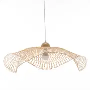 New Oriental Natural Hand-Woven Bamboo Wave Pendant Lamp - Large