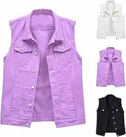 [Generic] Women's Denim Jacket, Sleeveless Jacket, Women's Vests, Transition Jacket, Denim Jeans, Vest, Fashion Denim Coat, Vintage Traditional Vest, Denim Jackets, Y2K Outwear, Casual Jackets