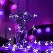 LIGHTOP Flower Battery Operated String Lights Cherry Blossom Fairy Lights 30LED Indoor Outdoor Waterproof for Garden Decoration Christmas Camping,Fence,Birthday,Wedding Party,Bedroom,Gfit (Purple)