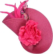 [Minkissy] Fashionable Tea Party Hat for Women Wedding Bride Fascinator Headband Clip Light Weight