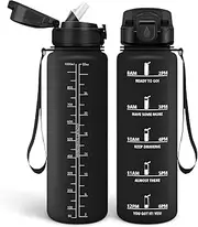 HoneyHolly Water Bottle 1 Litre, Leak-Proof, Drinking Bottle for Carbonated Drinks, Water Bottle BPA-Free, Water Bottle with Straw, Sports Water Bottle for School, Bike, Fitness