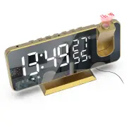 "AGSIVO 7.4"" LED Digital Projection Alarm Clock With FM Radio / Rotating Projector / Mirror Surface / Temperature Display"