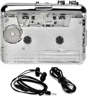 1Set USB Cassette Capture Radio Player Cassette to MP3/CD Type-C Audio Music Player Transparent
