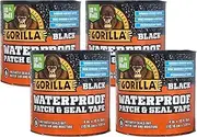 Gorilla Waterproof Patch & Seal Tape 4" x 10' Black, (Pack of 4)