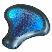 Spring Seat Harley Softail Indian Scout Bobber 15x14" Blue Alligator Blk Window
