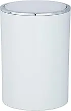 WENKO Inca Trash Can with Lid, Waste Bin with Swing Lid, Small Trash Can, Mini Trash Can, Small Garbage Can, Small Waste Basket, 1.3 Gal, Ø 7.28 x 10.04 in, White