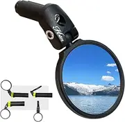 Hafny Bar End Bike Mirror, Stainless Steel Lens Bicycle Mirror, Safe Adjustable Rearview Mirror, Cycle Mirror, E-bike Mirror, HF-MR087 (Black 68 Diameter)