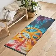 QGBYMX Washable Runner Rug Peace Symbol Tiedye 2’ x 6’ Non Slip Kitchen Runner Rug for Hallways Entryway Patio Living Room Floor Carpet Runner- Soft Thin Mat for Family Pet