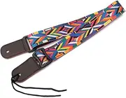 ERINGOGO Colorful Stripe Pattern Ukulele Strap with Adjustable and Durable Nylon Leather Ends Stylish Guitar Strap for Ukulele and Guitar Players