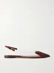 [Alaïa] Alaïa - Le Caur Pu And Patent-leather Slingback Point-toe Flats - Burgundy - IT36.5 IT 36.5 Burgundy