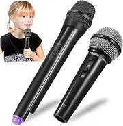 Kisangel 4 Pcs Fake Microphone Play Microphone Play Covers Shin Colorful Mic Fake Mic Pink Mini Pretend Pre Musical Karaoke Plastic Black