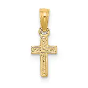 14K Yellow Gold Polished And Engraved Mini Cross Charm