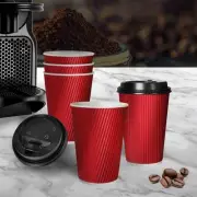 50 Pcs 16oz Disposable Takeaway Coffee Paper Cups Triple Wall Take Away w Lids