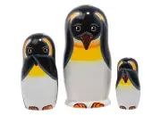 Handmade Evil Penguin Nesting Doll 3pc Tallest 4" 100% Natural Linden Wood