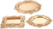 Happyyami Victorian Jewelry Dish Tray 3pc Set Resin Ring Holder Vintage Perfume Tray Small Leaf Shaped Storage Dish Space-Saving Decor for Bedroom