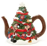 Disney Parks HAPPY HOLIDAYS Christmas Tree Teapot Mickey Minnie and Friends NIB