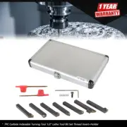 7PC Carbide Indexable Turning Tool 1/2" Lathe Tool Bit Set Thread Insert+Holder