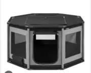 Collapsible Pet playpen Dbl. Open Crate Oxford Gray Fabric/ 28.3 X 28.3X 16.9