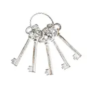 Willow & Silk Vintage Metal Skeleton Keys On Ring Ornament/Decor White 23cm
