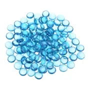 110pcs Fire Glass Beads for Fire Pit, Flat Marble Beads (2/3"-3/4") Sky Blue