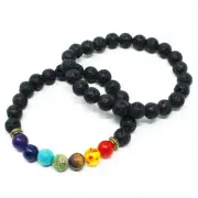 Lava Rock Bead Bracelet Essential Oil 7-Chakra Healing Stone 8mm