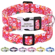 Personalised Flower Dog Collar Custom Engraved Pet Name ID Number Quick Release