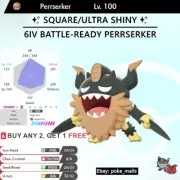 ✨ ULTRA SHINY PERRSERKER ✨ | 6IV BATTLE-READY | Pokemon Sword and Shield