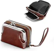 [ANEW] Detachable 2 in 1 Purse Wallet, Credit Card Holder Wallets with Cion Purse for Women, Womens Wallet with Zipper Wristband (Brown), Brown, Modern and Elegant