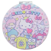 在飛比找樂天市場購物網優惠-大賀屋 日貨 hello kitty 圓鏡 鏡子 彩妝鏡 化