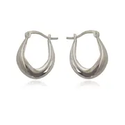 Culturesse Krista Modern Bowl Huggie Earrings Sterling Silver Rhodium Plating