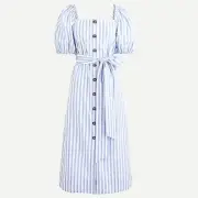 NWT J. CREW Cottage Midi Dress Stripe Blue White XS
