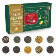 VAHDAM Assorted Loose Leaf Tea Gift Set 10 Variety 50 Servings Christmas 2024...