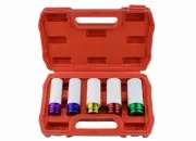 5-Pieces 1/2 Inch Lug Nut Socket Set, Drive Wheel Protector Socket, Deep Non-...