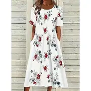 Women's Mini Dress T Shirt Dress Tee Dress Sundress Shift Dress A Line Dress Vacation Casual Boho Party Beach Regular Fit Floral Graphic Short Sleeve Crew Neck
