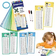 Multiplication Flash Cards - Times Table flashcard, Multiplication Table Cards | Double-Sided Interactive Learning Game with 2 Dry Erase Pens for Classroom