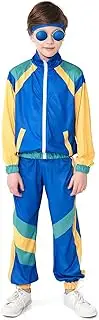 [BAKUGOU] 80s Tracksuit Kids Retro 80s 90s Windbreaker Suit Set Boy ColorBlock 80s Hip Hop Shell Suit Dance Outfit for Kids