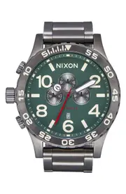 Nixon 'The 51-30 Chrono' Watch, 51mm in Light Gunmetal /Dark Forest at Nordstrom One Size Light Gunmetal/Dark Forest