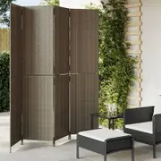 Room Divider 4 Panels Grey Poly Rattan