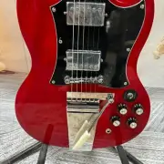 RED SG Electric Guitar 6s Black Pickguard Chrome HH Part SW/bar Free Ship