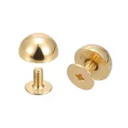 10x6mm Screw Back Rivets Solid Round Head Leather Studs Gold Tone 8 Sets
